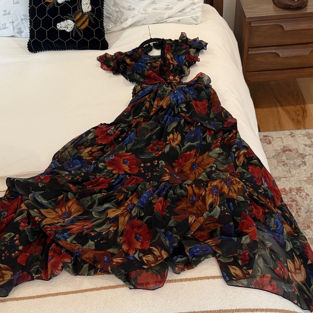 ASOS Floral Maxi Dress - Black and Red - Picture 3 of 3